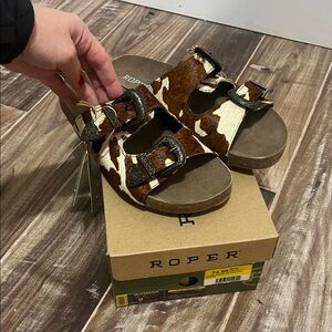 Roper desiree Cow Print Sandals with Buckles